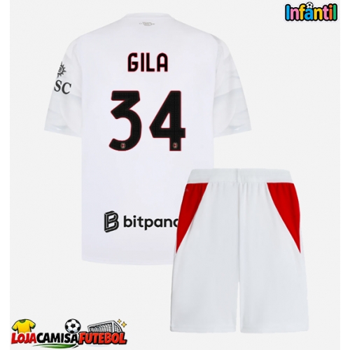 Camisa de Futebol AC Milan Mario Gila #34 Equipamento Secundário Infantil 2026-27 Manga Curta (+ Calças curtas)